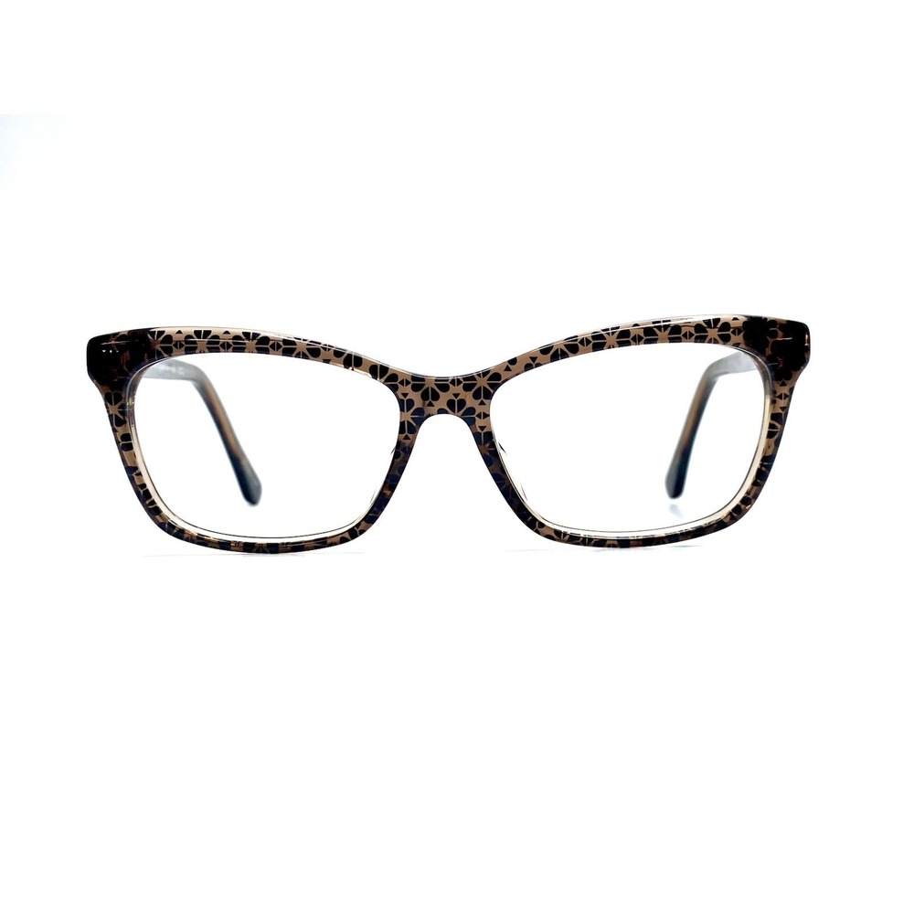New Kate Spade Brown Clear Graphic Heart Cat Eye Glasses Cardea FL4 51 15 140